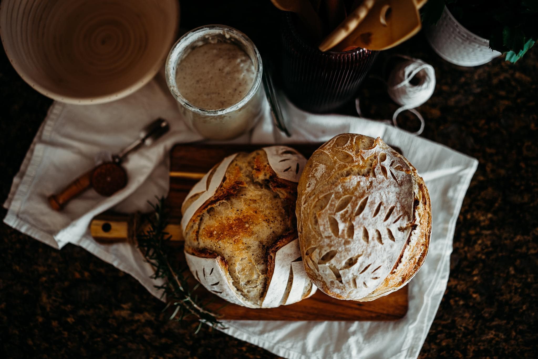Warm market-style bakery backdrop for monthly pop ups